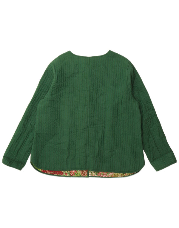 DW-Shop Womens Reversible Jacket EU 46 XL Green Floral Cotton