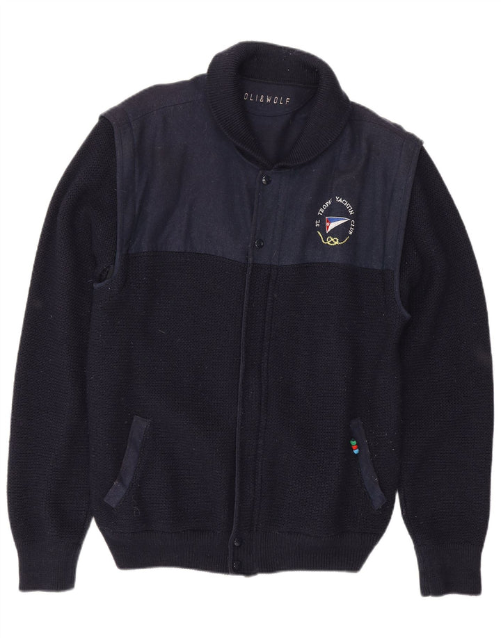 Πουλόβερ Loli Wolf Ανδρική Ζακέτα Yachting Medium Navy Blue Colorblock Μαλλί