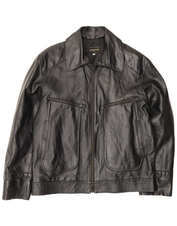 Vintage Γυναικείο Loose Fit Δερμάτινο Μπουφάν UK 18 XL Μαύρο Δερμάτινο