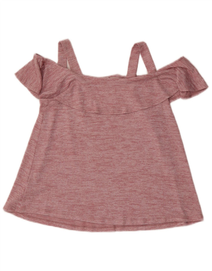 Gap Womens Petite Off Shoulder Top UK 6 XS Pink Flecked Polyester