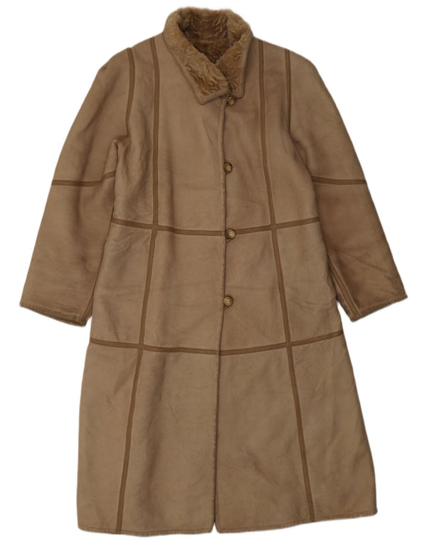 VINTAGE Γυναικείο Παλτό Shearling UK 10 Small Beige