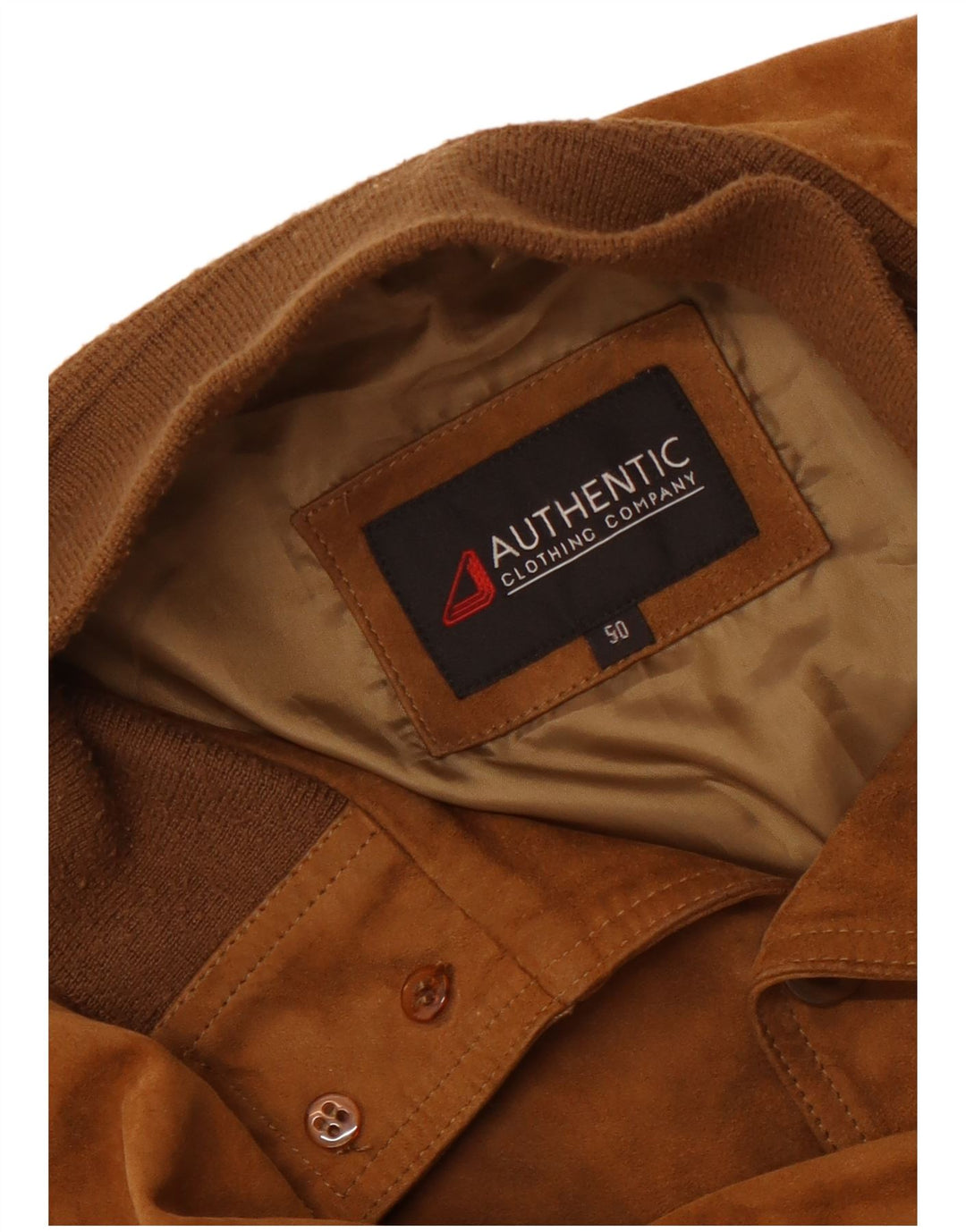 VINTAGE Ανδρικό Suede Bomber Jacket IT 50 Large Beige Leather