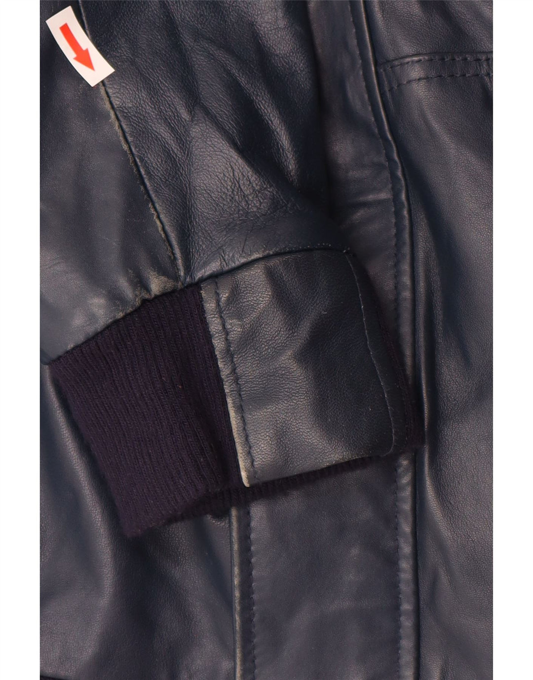 VINTAGE Γυναικείο Δερμάτινο Μπουφάν UK 14 Large Navy Blue Leather