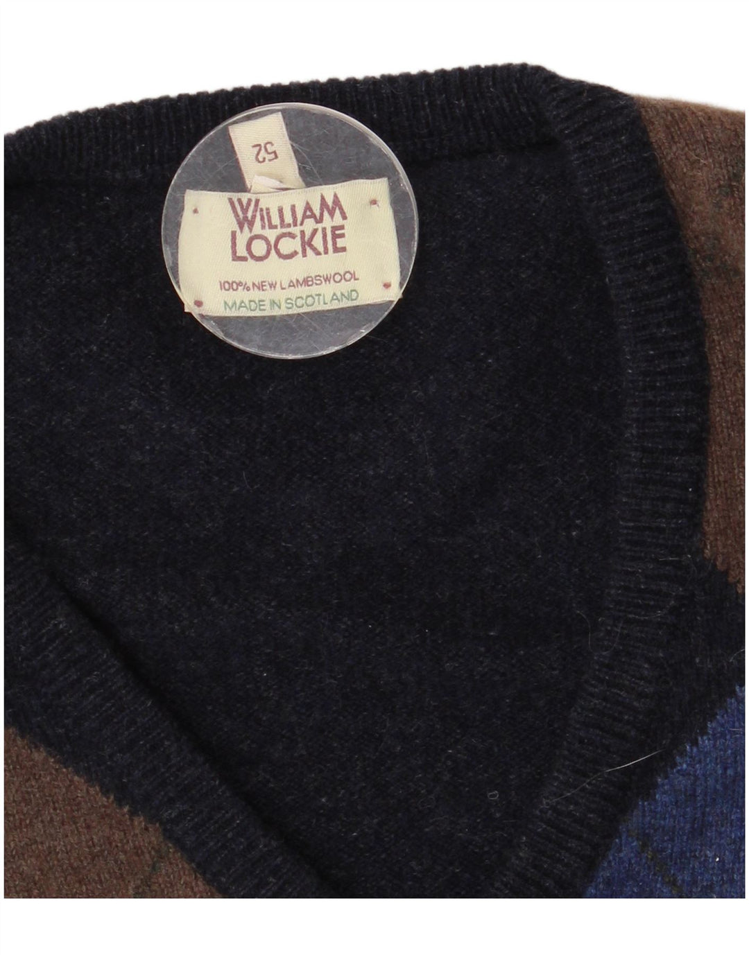 WILLIAM LOCKIE Ανδρικό γιλέκο Tank Top IT 52 Large Navy Blue Lambswool