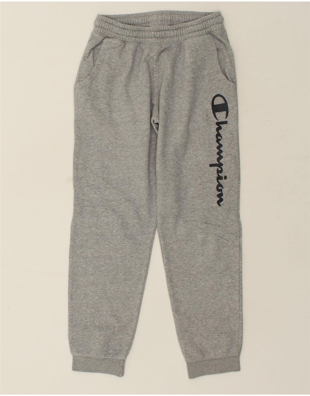 CHAMPION Boys Graphic Tracksuit Trousers Joggers 11-12 Years Grey Cotton | Vintage Champion | Thrift | Second-Hand Champion | Used Clothing | Messina Hembry 