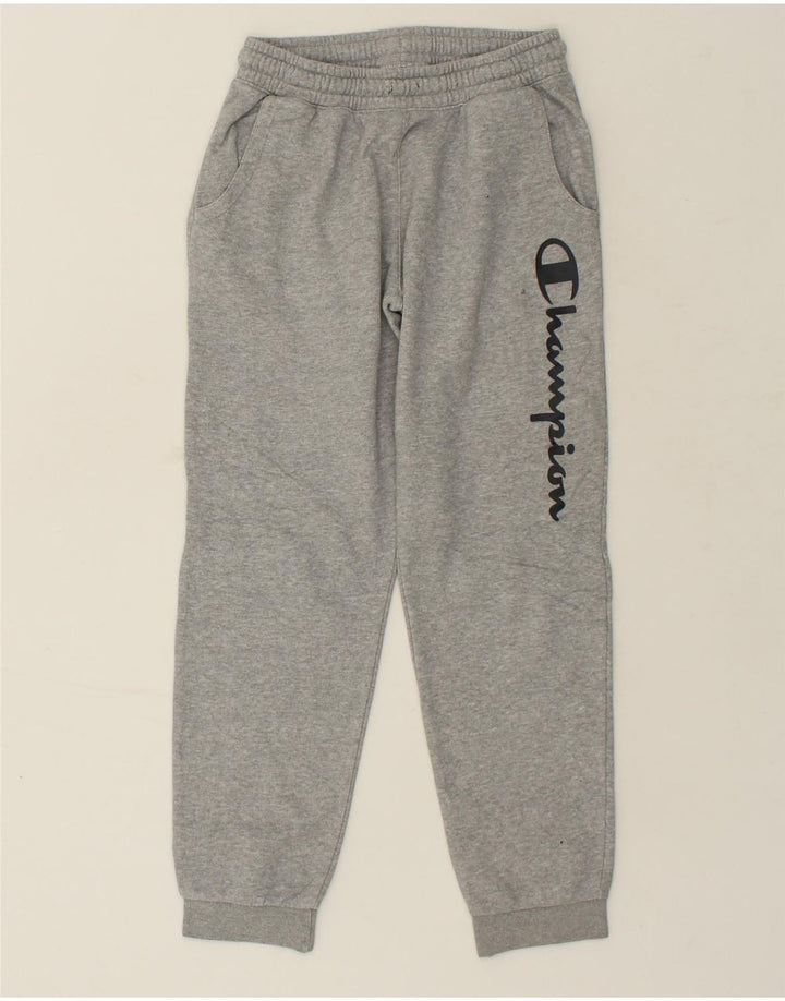CHAMPION Boys Graphic Tracksuit Trousers Joggers 11-12 Years Grey Cotton | Vintage Champion | Thrift | Second-Hand Champion | Used Clothing | Messina Hembry 