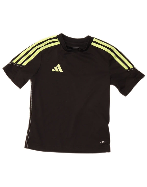 Adidas Boys T-Shirt Top 7-8 Years Black Polyester