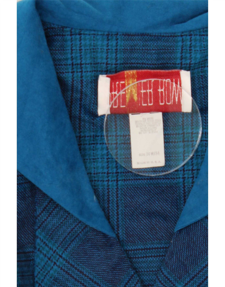 Vintage γυναικείο φόρεμα με διπλό στήθος Shift UK 14 Medium Blue Check