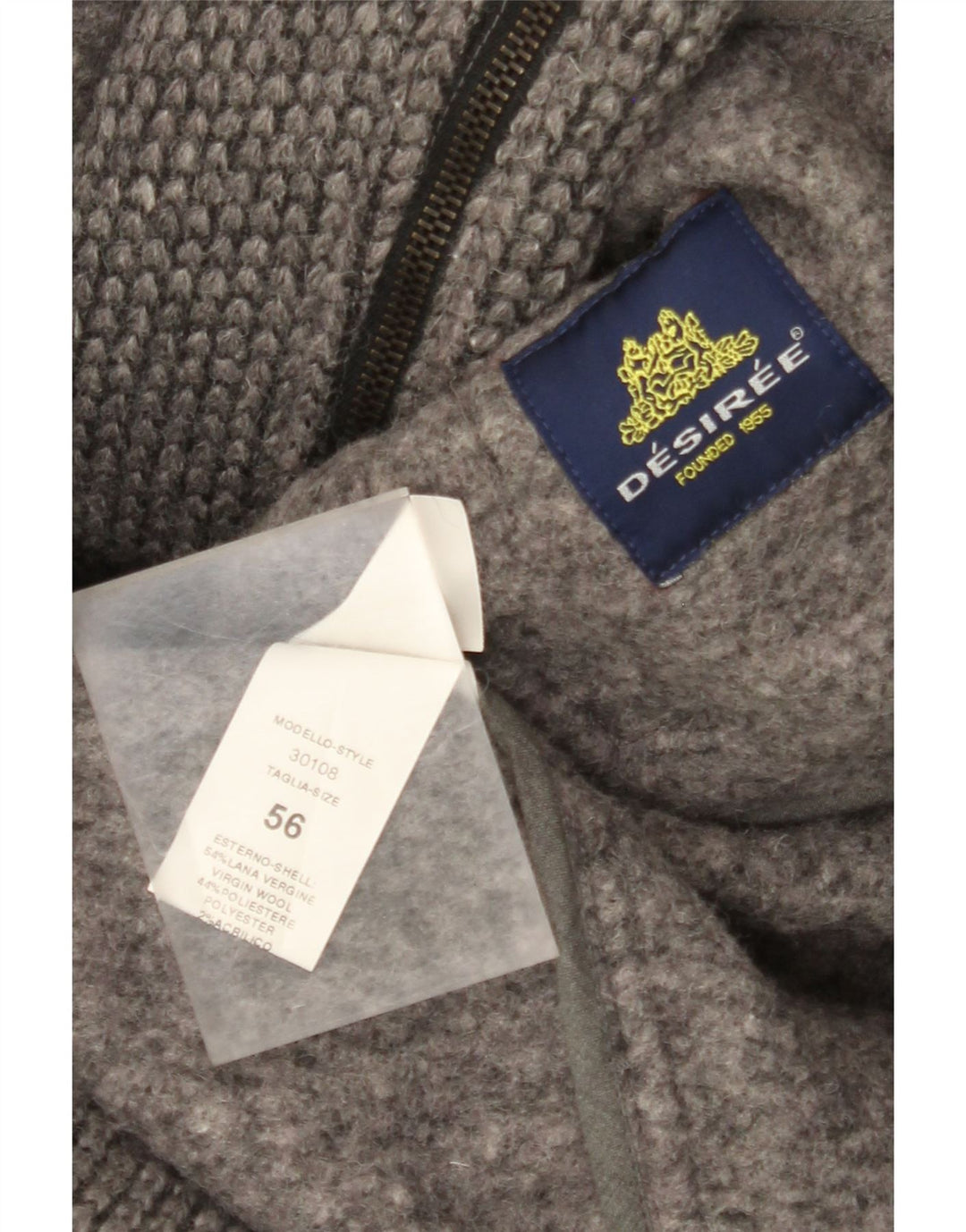 Γυναικείο παλτό Duffle με κουκούλα Desiree IT 56 3XL Γκρι μαλλί