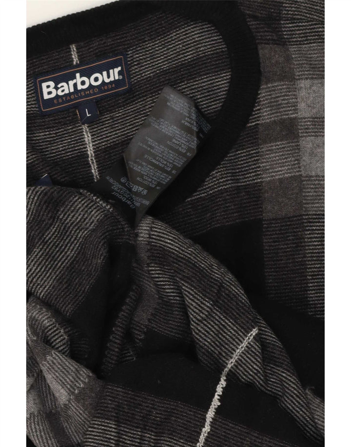 Ανδρικό πουλόβερ Barbour Boat Neck Jumper Μεγάλο γκρι βαμβακερό καρέ
