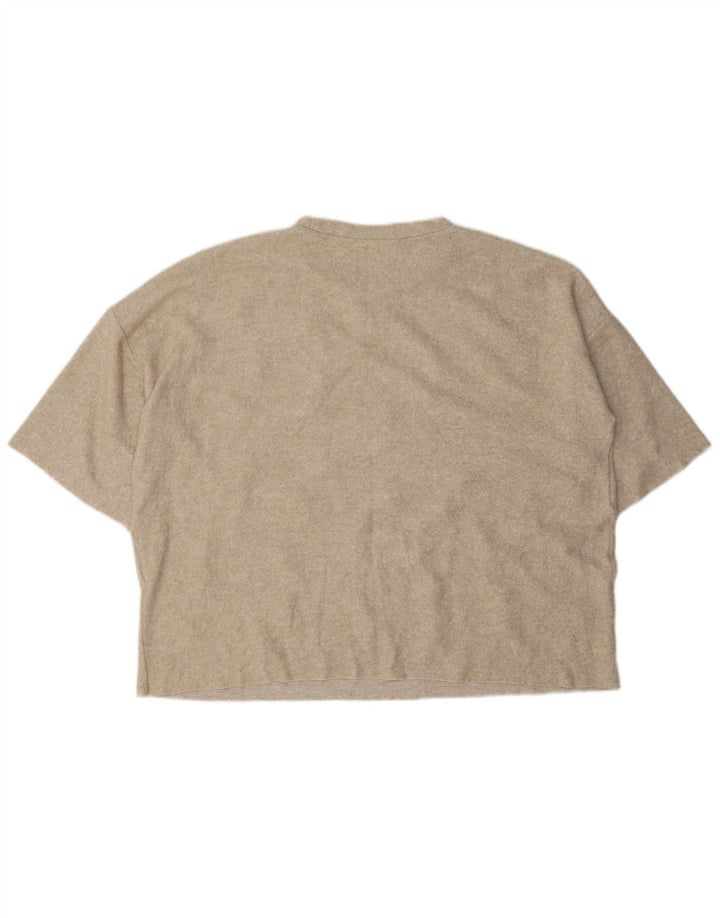 Zara Γυναικείο T-Shirt Top UK 16 Large Beige Spotted