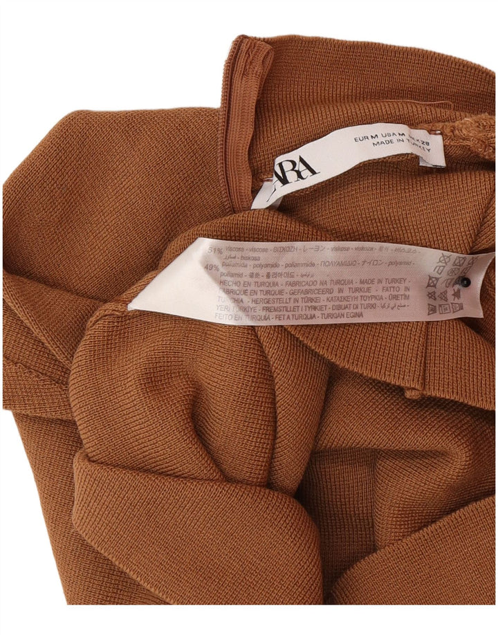 Zara Γυναικείο Αμάνικο Crop Top UK 12 Medium Brown Polyamide