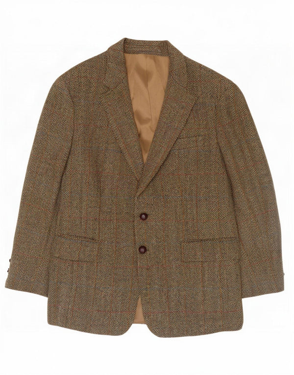 Harris Tweed Ανδρικό κοντό σακάκι μπλέιζερ EU 48 Medium Khaki Ψαροκόκκαλο