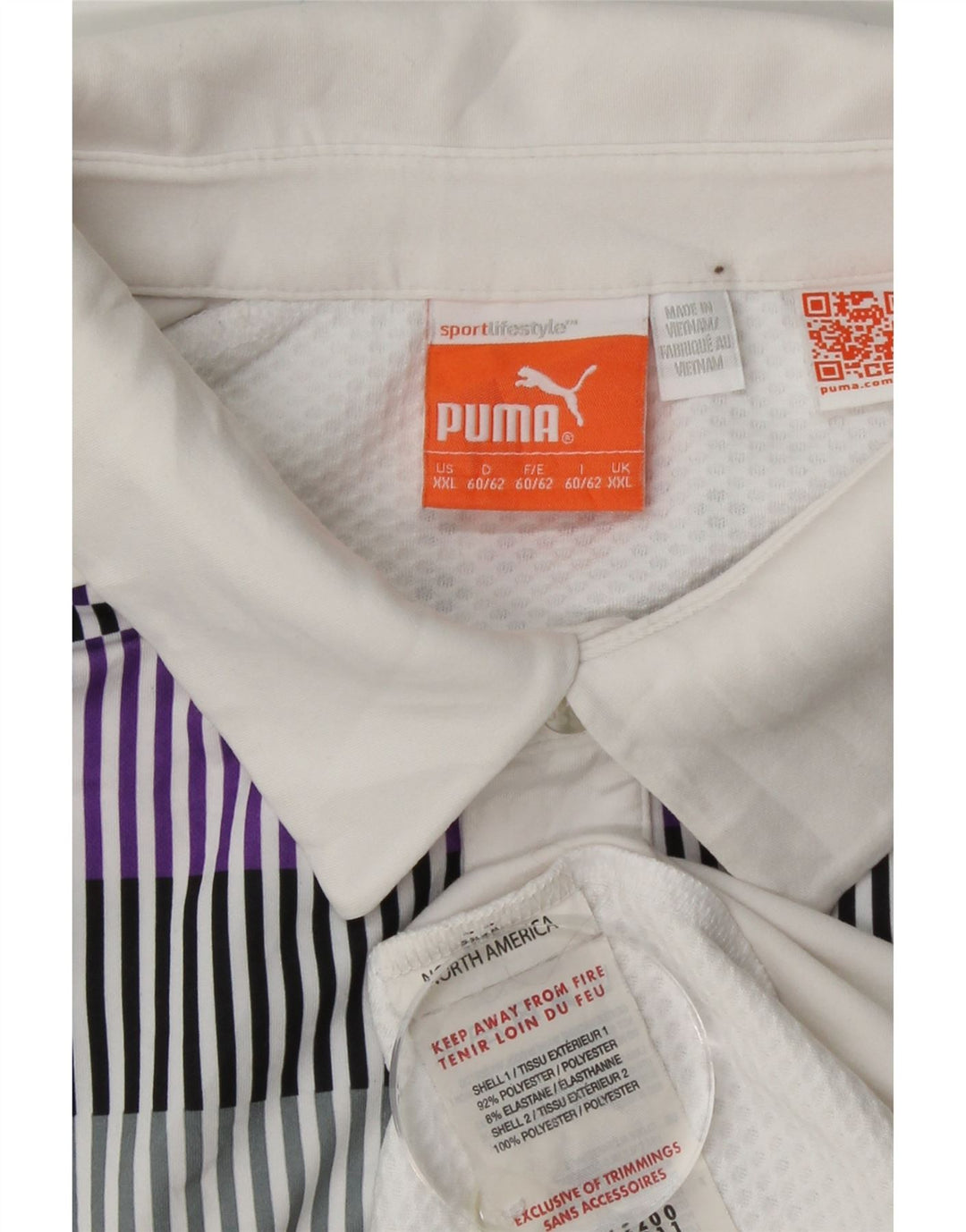 Ανδρικό πουκάμισο πόλο PUMA 2XL Λευκό ρίγες πολυεστέρας