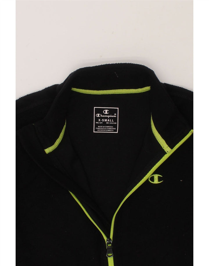 CHAMPION Boys Fleece Jacket 5-6 Years XS Black Polyester Vintage Champion and Second-Hand Champion from Messina Hembry 
