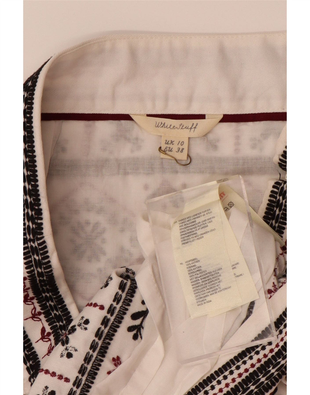 WHITE STUFF Γυναικεία μίνι φούστα UK 10 Small W32 Off White Fair Isle Cotton