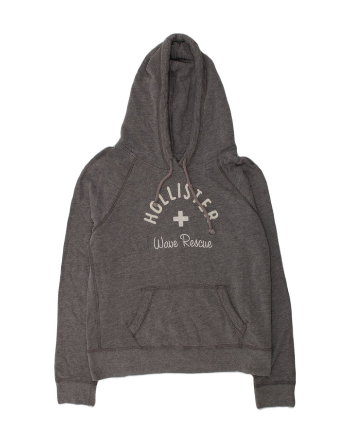 HOLLISTER Womens Graphic Hoodie Jumper UK 16 Large Grey Cotton | Vintage Hollister | Thrift | Second-Hand Hollister | Used Clothing | Messina Hembry 