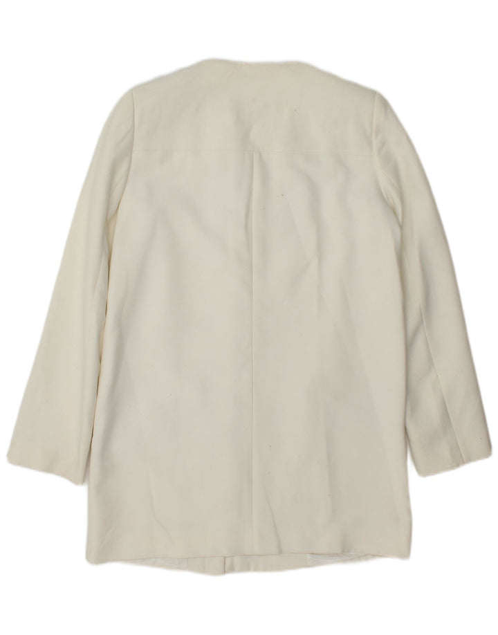 Zara Γυναικείο Longline Blazer Jacket UK 14 Medium White Polyester