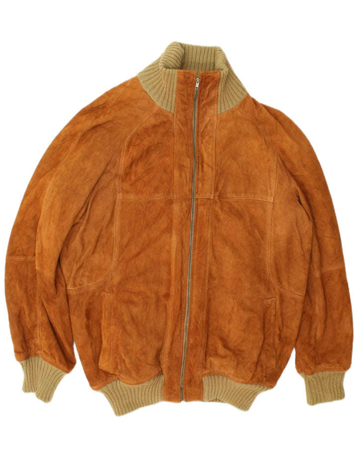 Essebi Mens Suede Bomber Jacket IT 52 XL Beige Leather