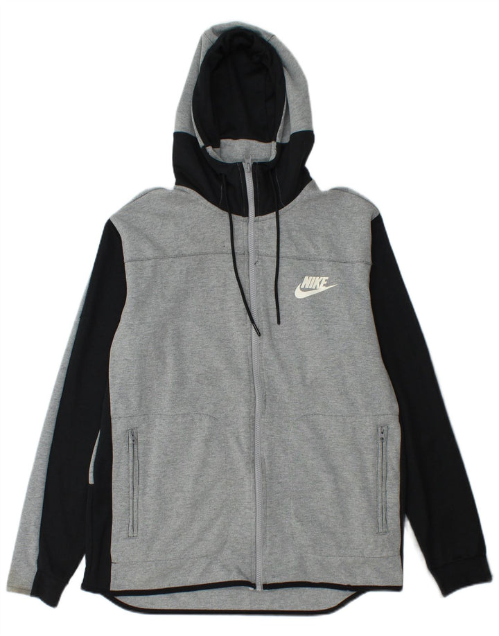 Ανδρικό πουλόβερ NIKE με φερμουάρ με κουκούλα μεσαίου γκρι, βαμβακερό