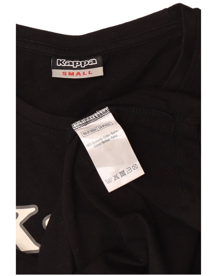 KAPPA Γυναικείο γραφικό T-Shirt Top UK 10 Small μαύρο βαμβακερό