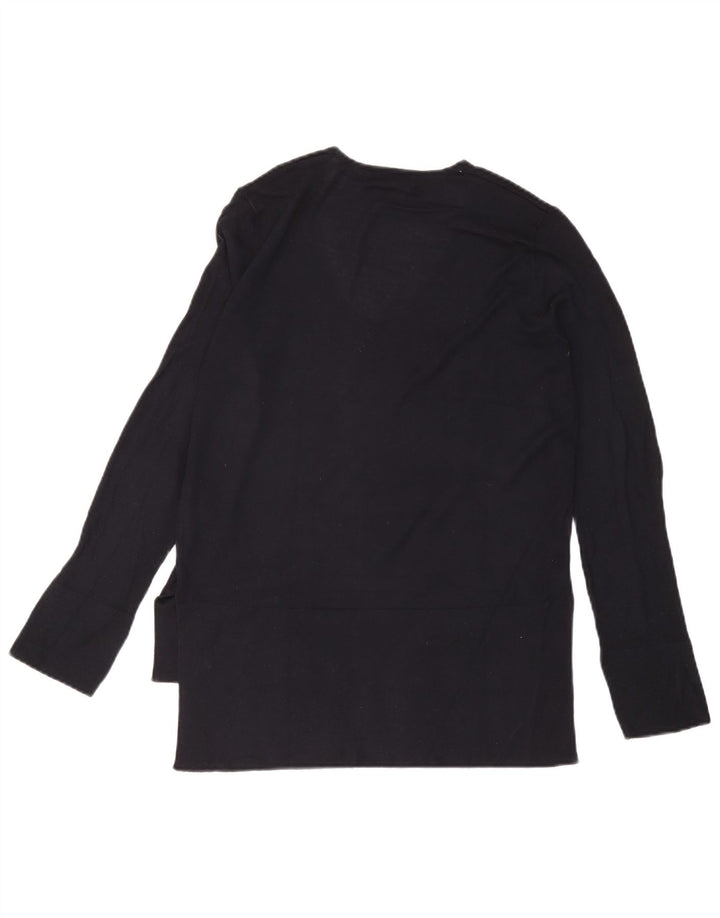 Zara Γυναικείο τοπ μακρυμάνικο UK 14 Medium Navy Blue Viscose