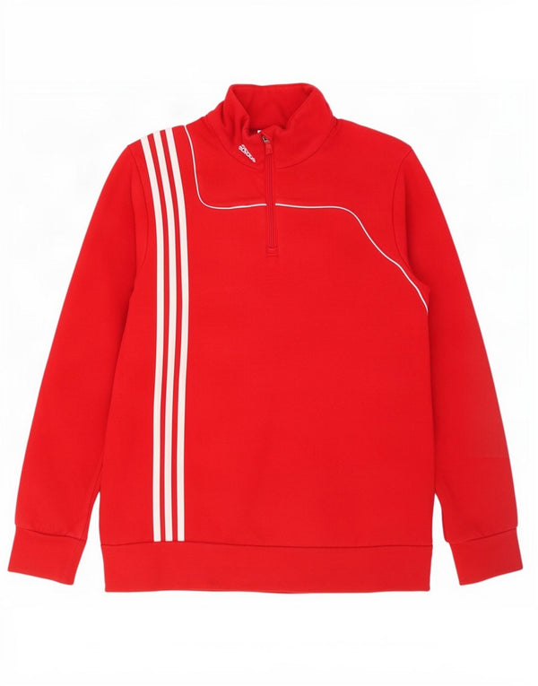 Ανδρικό φούτερ Adidas με φερμουάρ, μεσαίο κόκκινο βαμβακερό
