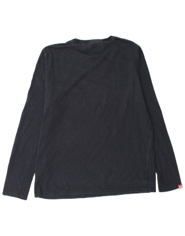 Ανδρικό γραφικό τοπ SUPERDRY Μακρυμάνικο 2XL Navy Blue Cotton