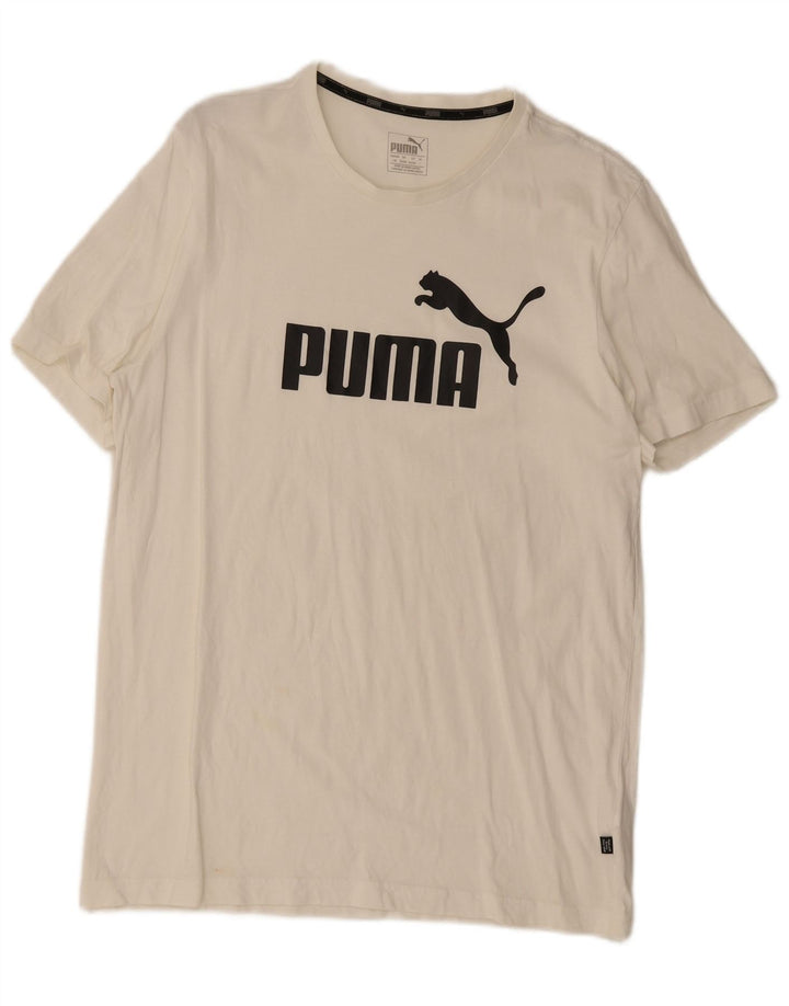 Ανδρικό γραφικό μπλουζάκι Puma, μεγάλο λευκό βαμβακερό