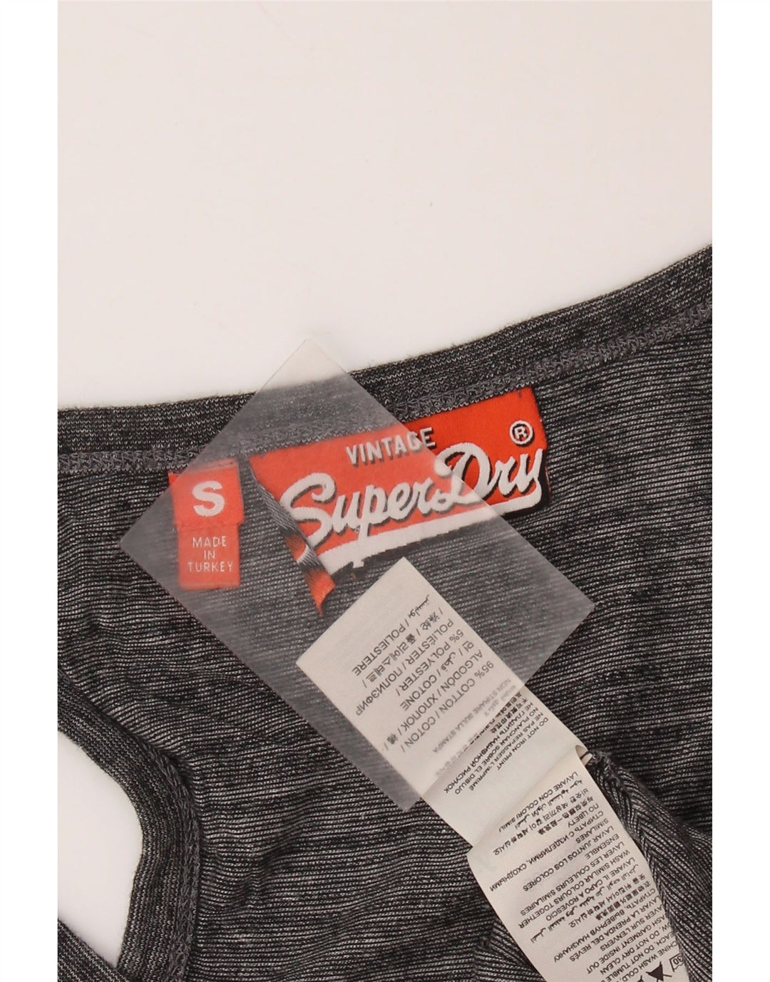 Γυναικείο γραφικό γιλέκο SUPERDRY τοπ UK 10 μικρού γκρι βαμβάκι
