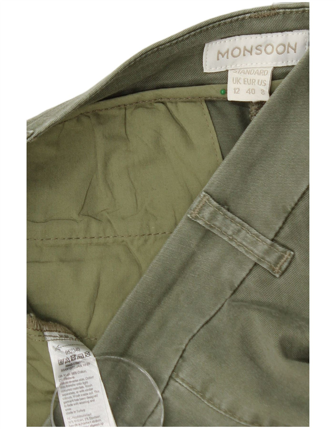 MONSOON Γυναικείο ίσιο παντελόνι Chino UK 12 Medium W32 L28 Khaki