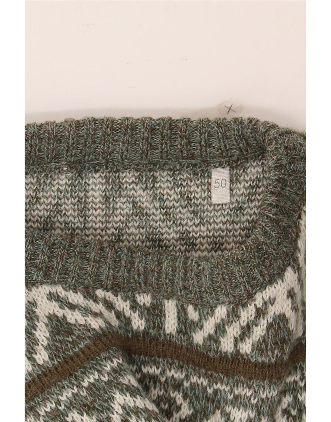 VINTAGE Mens Crew Neck Jumper Sweater IT 50 Medium Grey Fair Isle Vintage Vintage and Second-Hand Vintage from Messina Hembry 