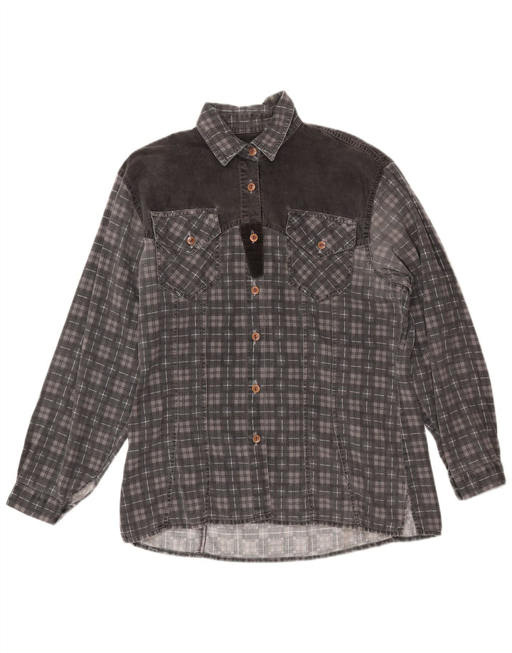 SQUAW Γυναικείο φανελένιο πουκάμισο UK 16 Large Grey Check Cotton