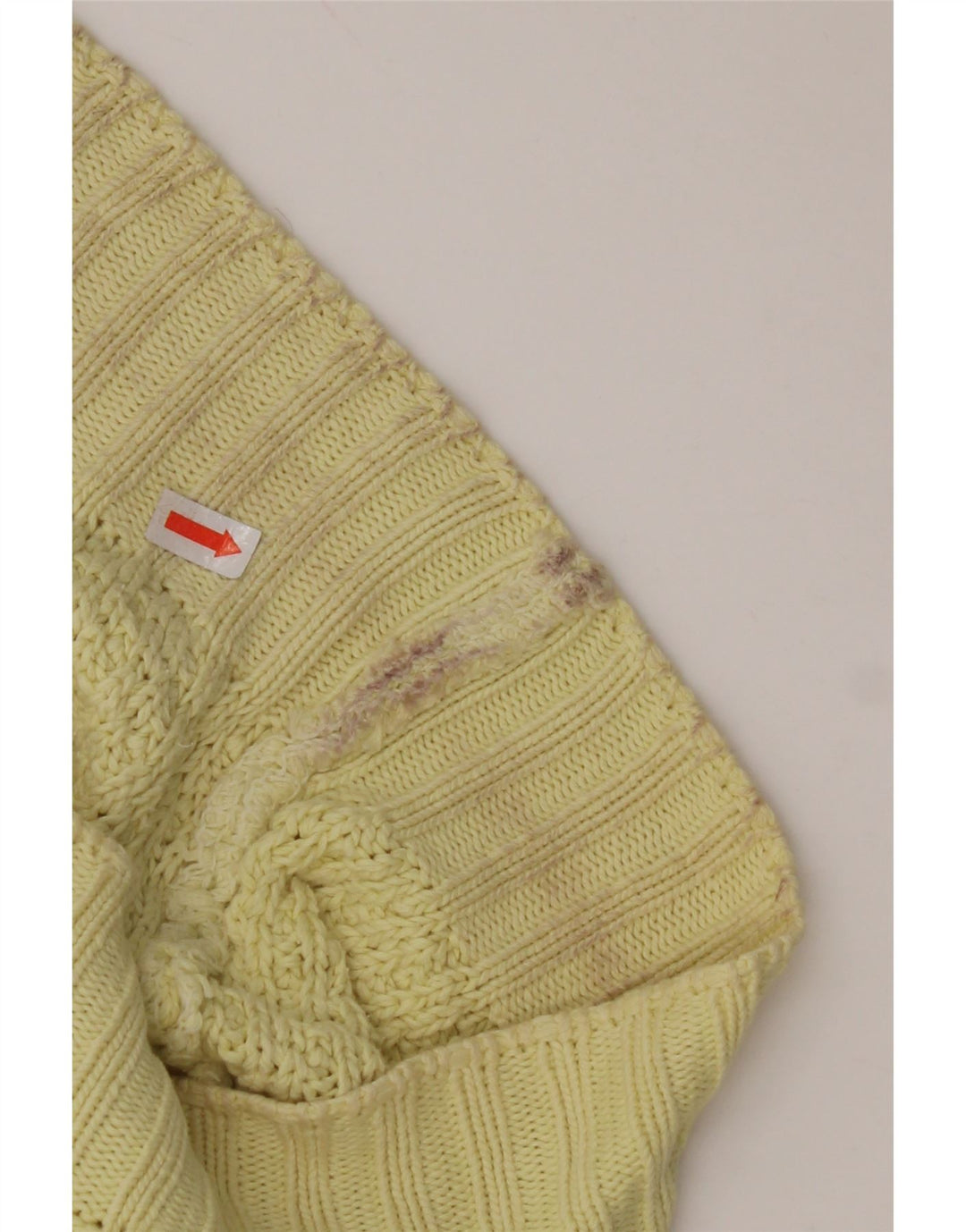 BENETTON Γυναικείο πουλόβερ με λαιμόκοψη IT 50 XL κίτρινο βαμβακερό