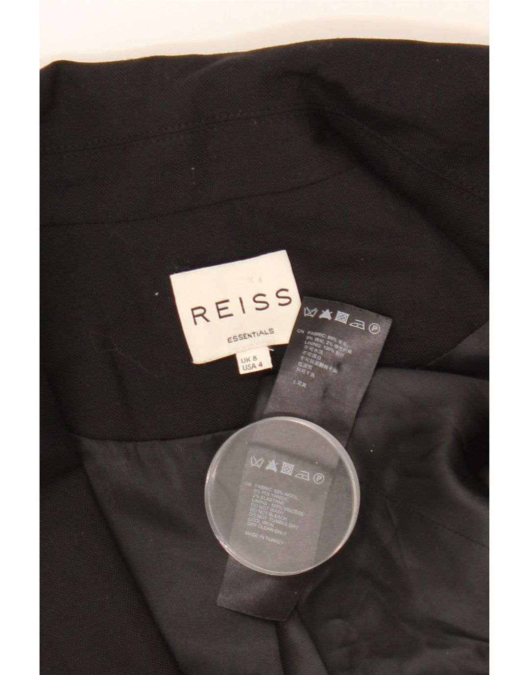 REISS Γυναικείο σακάκι 1 κουμπιού UK 8 Small Black Wool