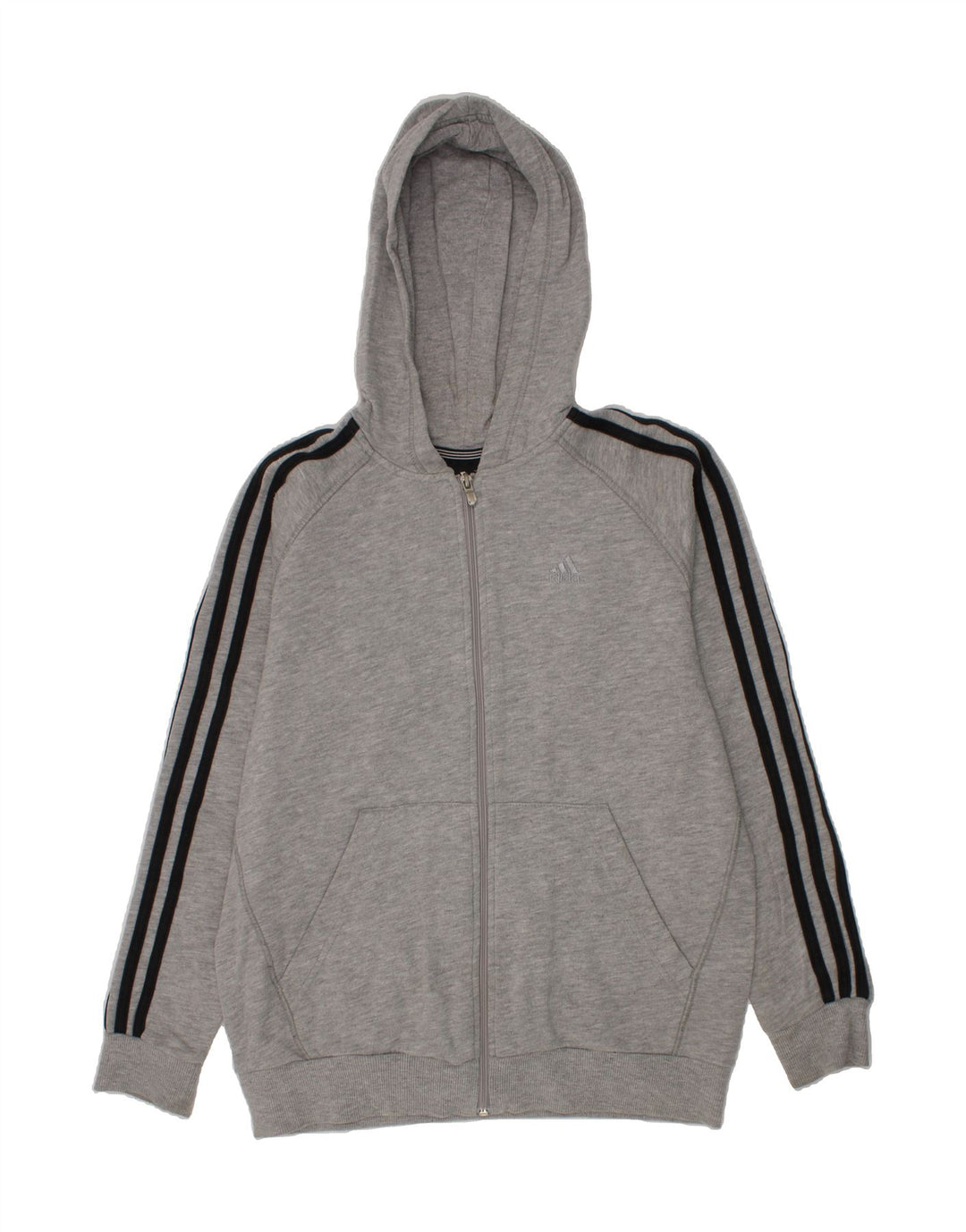 ADIDAS Boys Zip Hoodie Sweater 13-14 Years Grey Vintage Adidas and Second-Hand Adidas from Messina Hembry 