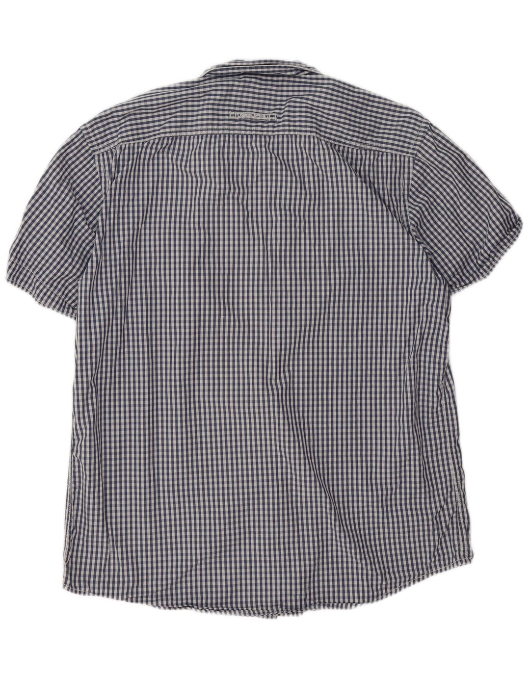 CAMEL ACTIVE Mens Regular Fit Short Sleeve Shirt Large Navy Blue Gingham