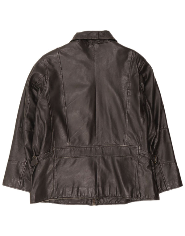 Vintage Γυναικείο Δερμάτινο Μπουφάν UK 18 XL Μαύρο Δερμάτινο