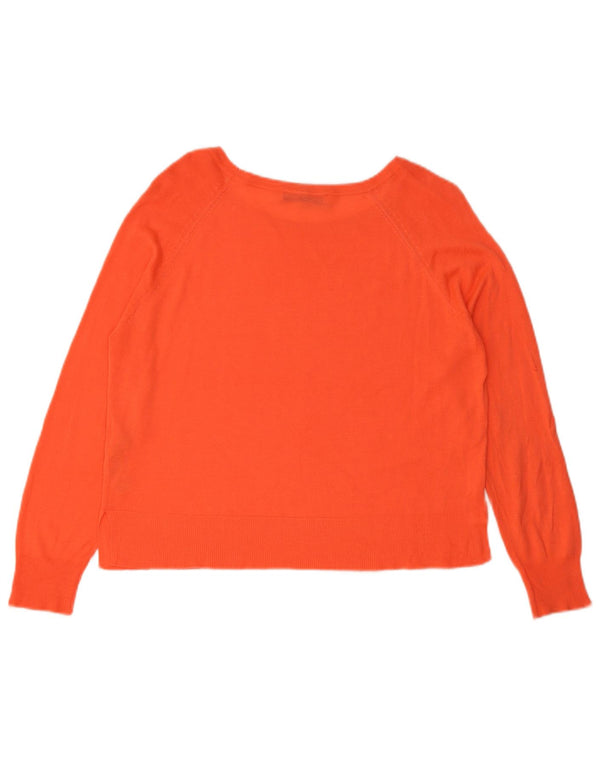 Zara γυναικείο πουλόβερ με λαιμό σκακιέρα UK 10 Small Orange Viscose