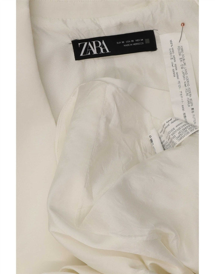Zara Γυναικείο Μπουφάν Blazer με 1 κουμπί UK 6 XS Λευκή βισκόζη