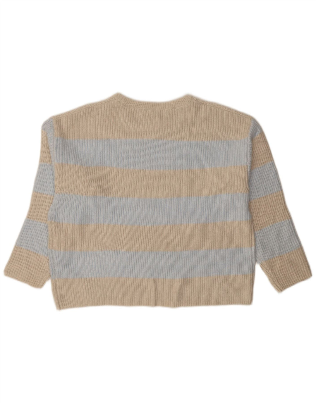 Marks & Spencer Γυναικείο πουλόβερ με λαιμόκοψη UK 14 Medium Beige ριγέ