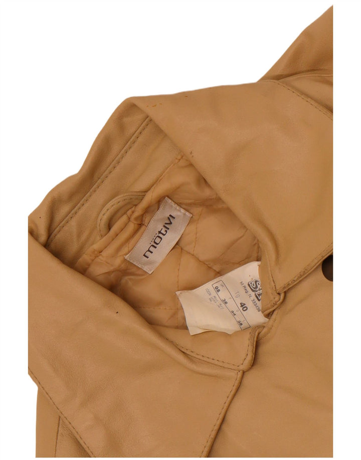 MOTIVI Γυναικείο Biker Δερμάτινο Μπουφάν UK 8 Small Beige Leather