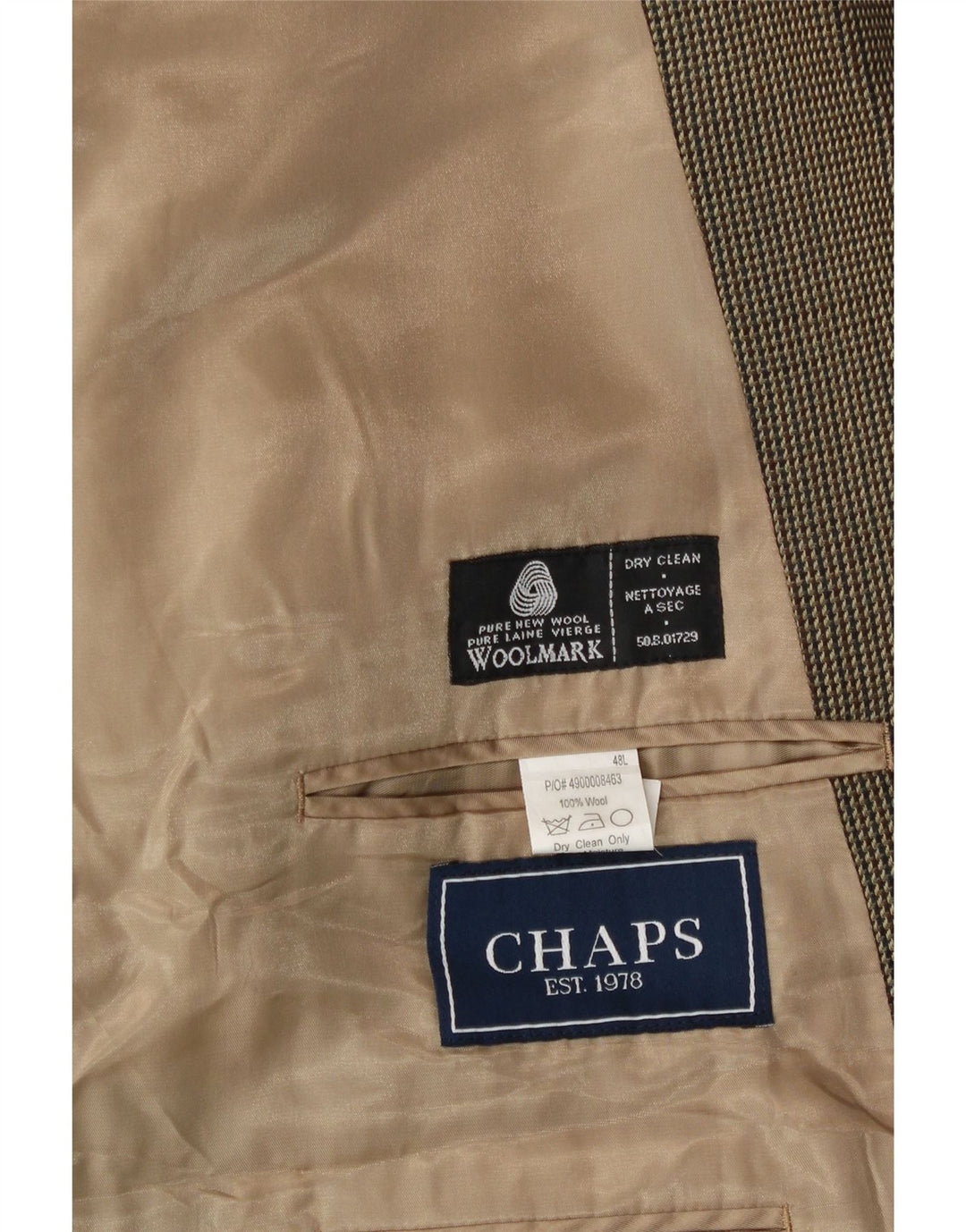 Chaps Mens 2 Button Blazer Jacket UK 48 4XL Khaki New Wool