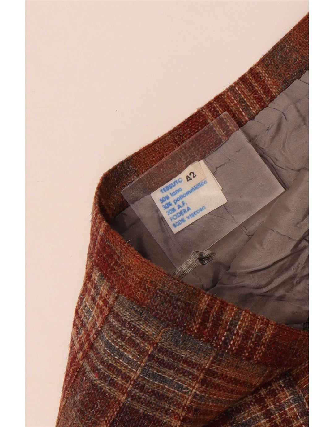 Vintage Γυναικεία Πλισέ Φούστα IT 42 Medium W26 Καφέ μαλλί καρέ