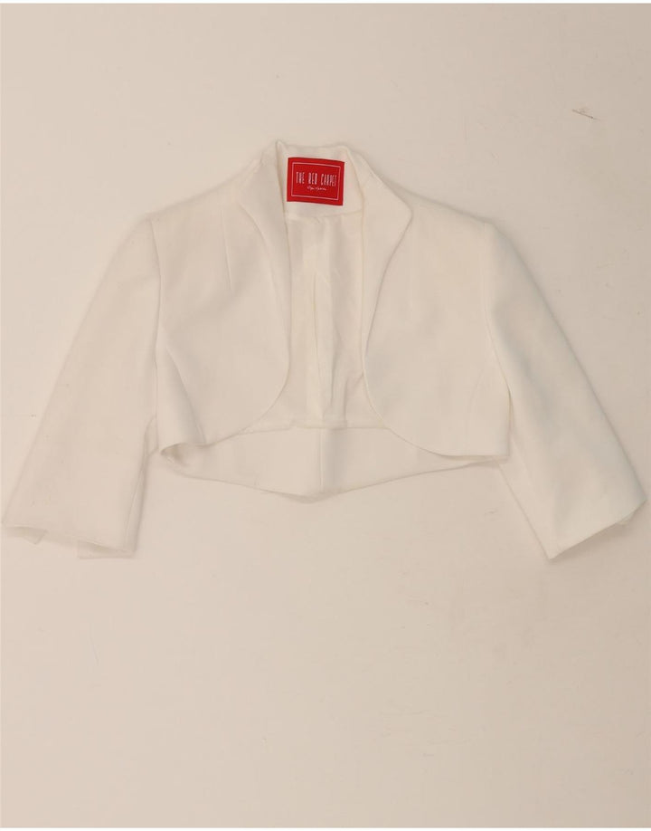 GAI MATTIOLO Womens Short Sleeve Bolero Jacket IT 40 Small White Polyester Vintage Gai Mattiolo and Second-Hand Gai Mattiolo from Messina Hembry 