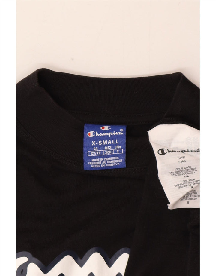 Champion Womens Graphic Oversized Φούτερ Jumper UK 6 XS Μαύρο