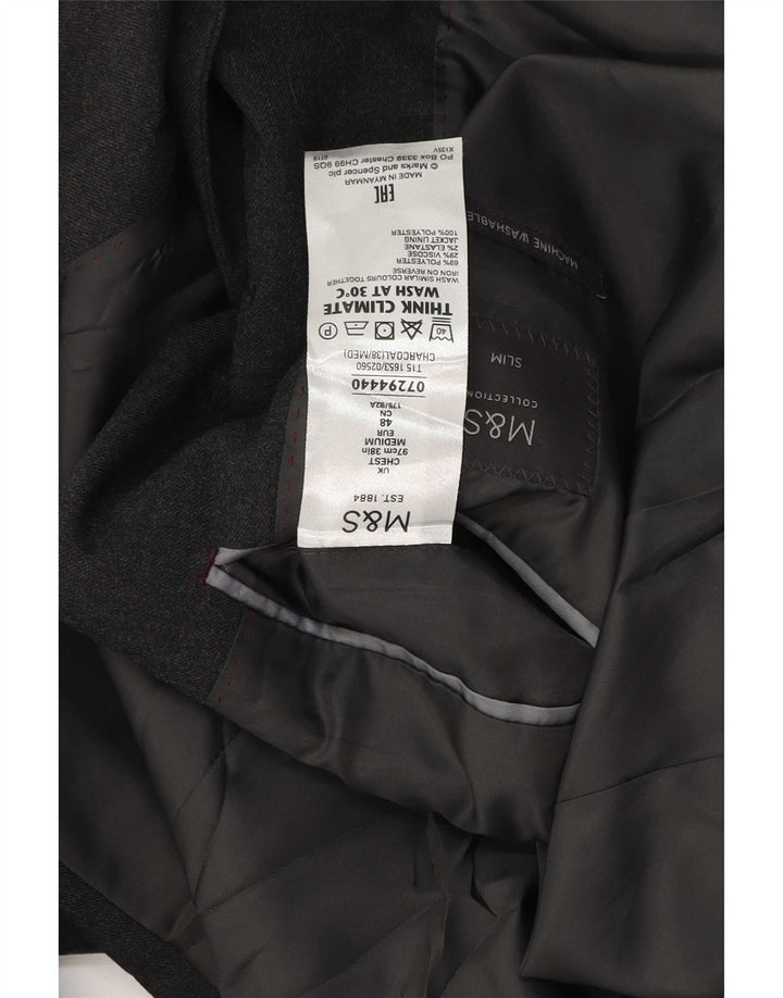 Marks & Spencer Ανδρικό μπουφάν μπλέιζερ με 2 κουμπιά 38 μεσαίο γκρι μαλλί