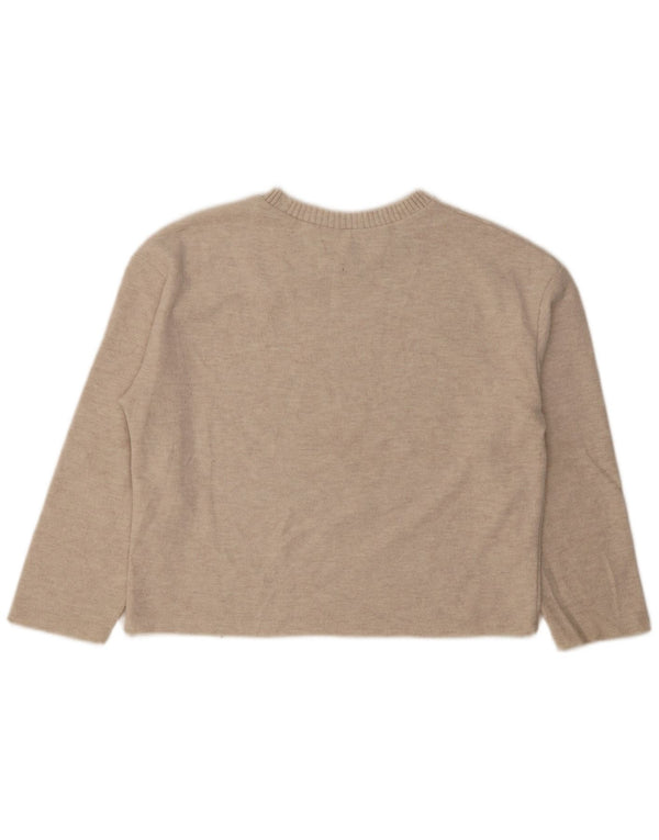 Zara Γυναικεία Loose Fit Μπλούζα Τοπ UK 14 Medium Beige Βαμβακερό