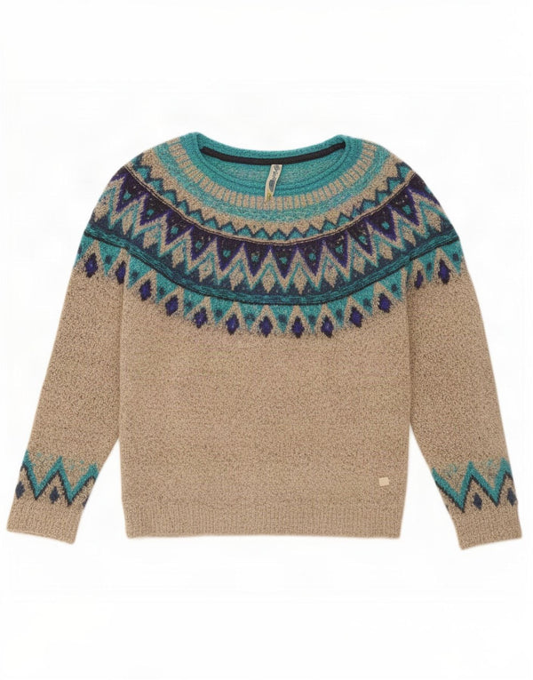 Weird Fish Γυναικείο πουλόβερ με λαιμόκαυστο UK 8 Small Beige Fair Isle