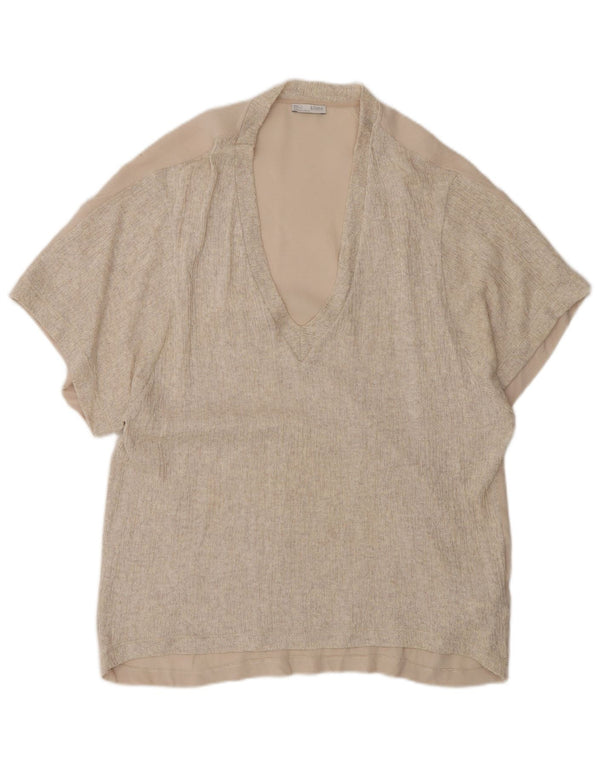 Zara Γυναικείο Υπερμεγέθη Τοπ UK 10 Small Beige Polyester